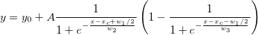y=y_0+A\frac 1{1+e^{-\frac{x-x_c+w_1/2}{w_2}}}\left(1-\frac 1{1+e^{-\frac{x-x_c-w_1/2}{w_3}}}\right)