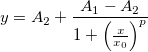 y=A_2+\frac{A_1-A_2}{1+\left(\frac{x}{x_0}\right)^p}