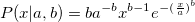 P(x {\vert}a,b)=ba^{-b}x^{b-1}e^{-(\frac xa)^b}