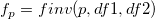 f_p=finv(p, df1, df2)