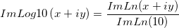 ImLog10 \left( x+iy \right ) = \frac{ImLn(x+iy)}{ImLn(10)}