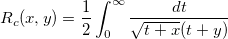 R_c(x,y)=\frac 12\int_0^\infty \frac{dt}{\sqrt{t+x}(t+y)}