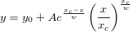 y = y_0 + Ae^{\frac{x_c-x}{w}}\left(\frac{x}{x_c}\right)^{\frac{x_c}{w}}