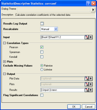 Correlation Coefficient interface