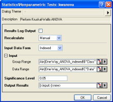 Kruskal-Wallis ANOVA interface