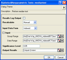 Mann-Whitney Test interface