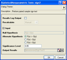 Paired-Sample Sign Test interface