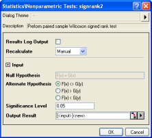 Paired-Sample Wilcoxon Signed Rank Test interface