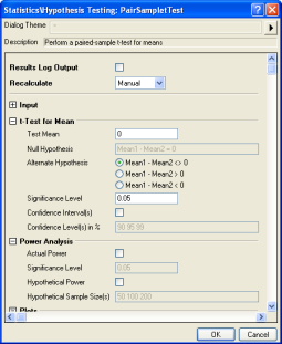 Origin's Pair-Sample t-Test tool