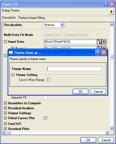 Analysis Themes illustration using the Linear Fit dialog