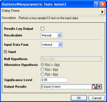 Two-Sample Kolmogorov-Smirnov Test interface