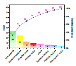 Pareto chart  with labels and custom colors for individual columns.