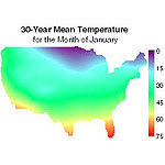 XYZ contour plot of 30-year mean temperature for the month of January