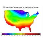 XYZ contour plot of 30-year mean temperature for the month of January